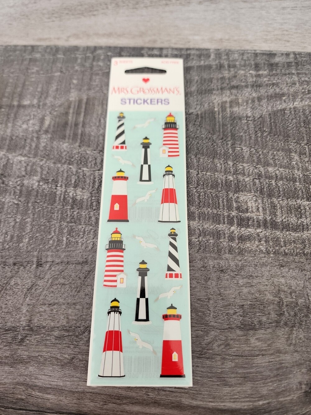 Scrapbooking Stickers Retired Mrs. Grossman Lighthouses 3 Sheets RARE NEW #29